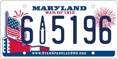 MD license plate 6AU5196