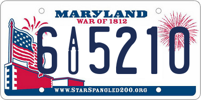 MD license plate 6AU5210