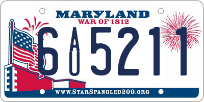 MD license plate 6AU5211