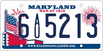 MD license plate 6AU5213