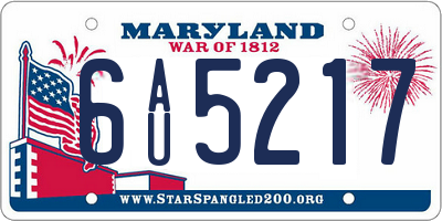 MD license plate 6AU5217