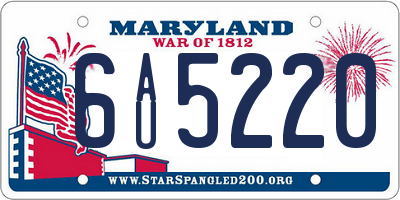 MD license plate 6AU5220