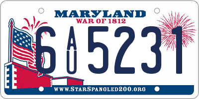 MD license plate 6AU5231
