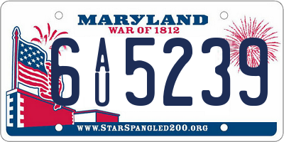 MD license plate 6AU5239