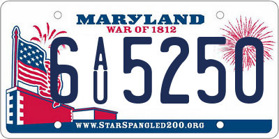 MD license plate 6AU5250