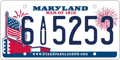MD license plate 6AU5253