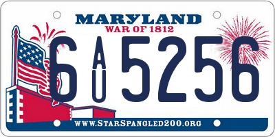 MD license plate 6AU5256