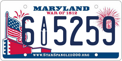 MD license plate 6AU5259
