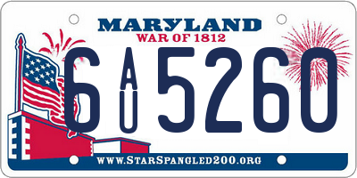 MD license plate 6AU5260