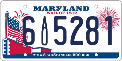 MD license plate 6AU5281