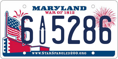 MD license plate 6AU5286