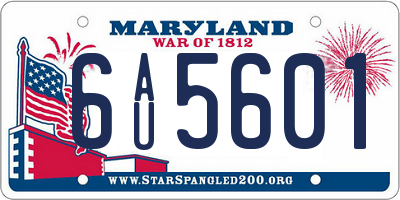 MD license plate 6AU5601