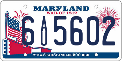 MD license plate 6AU5602