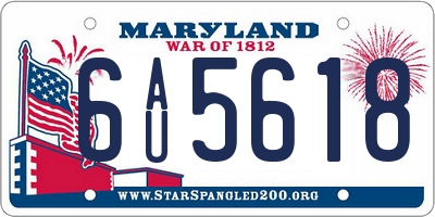MD license plate 6AU5618