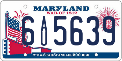 MD license plate 6AU5639