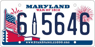 MD license plate 6AU5646