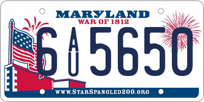 MD license plate 6AU5650