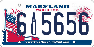 MD license plate 6AU5656