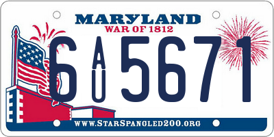MD license plate 6AU5671
