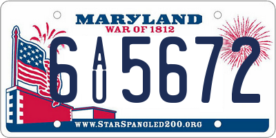 MD license plate 6AU5672
