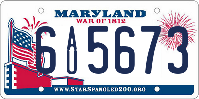 MD license plate 6AU5673