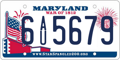 MD license plate 6AU5679