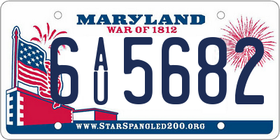 MD license plate 6AU5682
