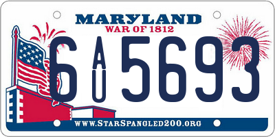 MD license plate 6AU5693