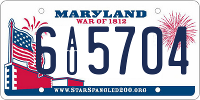 MD license plate 6AU5704