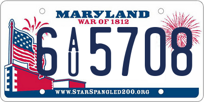 MD license plate 6AU5708