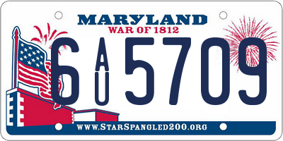MD license plate 6AU5709