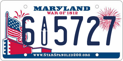 MD license plate 6AU5727