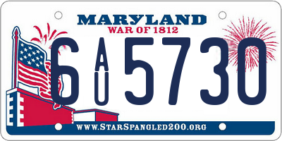 MD license plate 6AU5730