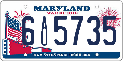 MD license plate 6AU5735