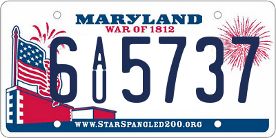 MD license plate 6AU5737