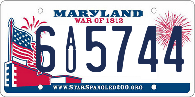 MD license plate 6AU5744
