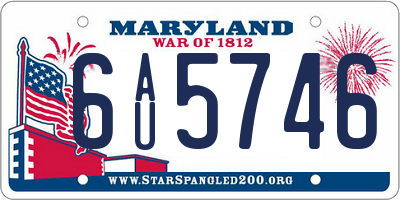 MD license plate 6AU5746