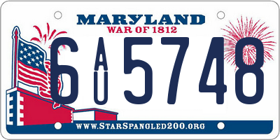 MD license plate 6AU5748