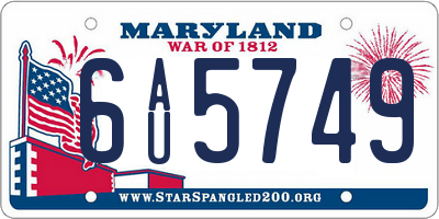 MD license plate 6AU5749