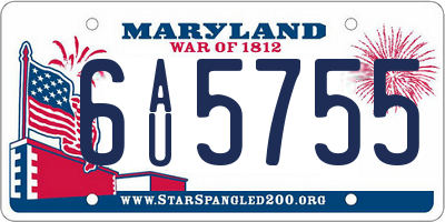MD license plate 6AU5755