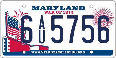 MD license plate 6AU5756