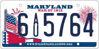 MD license plate 6AU5764