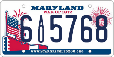 MD license plate 6AU5768