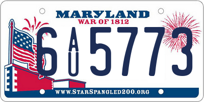 MD license plate 6AU5773