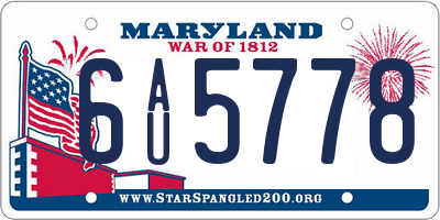 MD license plate 6AU5778