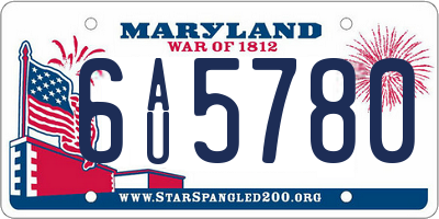 MD license plate 6AU5780