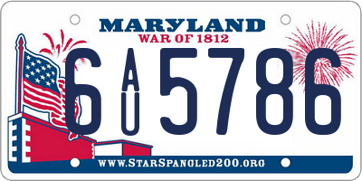 MD license plate 6AU5786