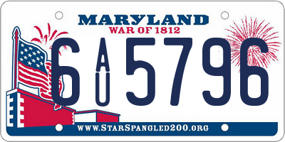 MD license plate 6AU5796