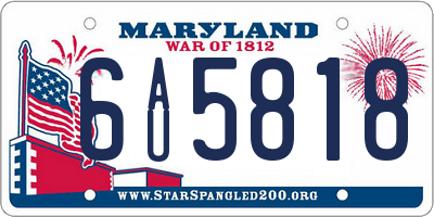 MD license plate 6AU5818