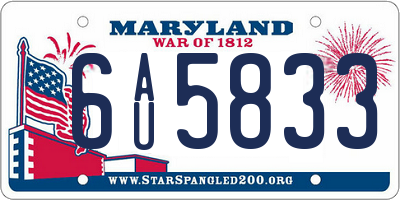 MD license plate 6AU5833